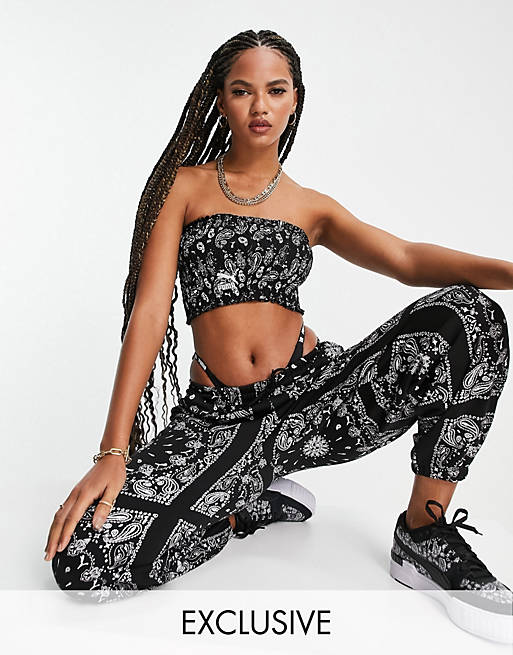 Puma off beat paisley joggers in black - exclusive to ASOS