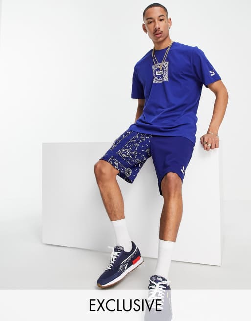 Puma off beat paisley shorts in navy Exclusive to ASOS