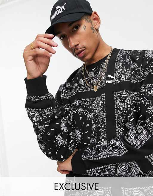 Puma Off Beat paisley sweatshirt in black