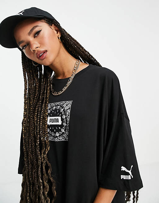  Puma off beat paisley t-shirt dress in black - exclusive to  