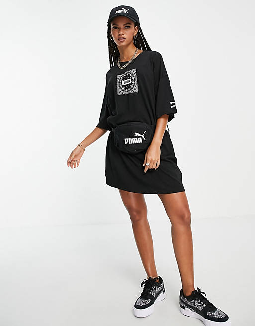  Puma off beat paisley t-shirt dress in black - exclusive to  