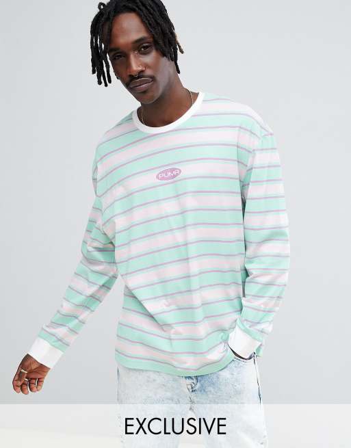 puma exclusive oversized organic cotton rainbow sweatshirt in black