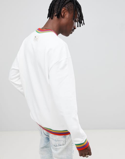 Puma exclusive oversized organic cotton rainbow store sweatshirt in black