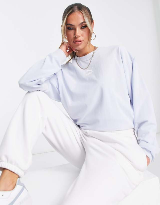 Puma organza mesh sweatshirt in pale blue - exclusive to ASOS