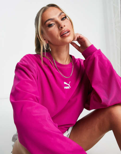 PUMA organza mesh sweatshirt in pink exclusive to ASOS