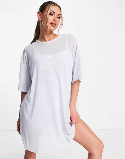 Puma organza mesh t shirt dress in pale blue exclusive to ASOS LBLUE LBLUE