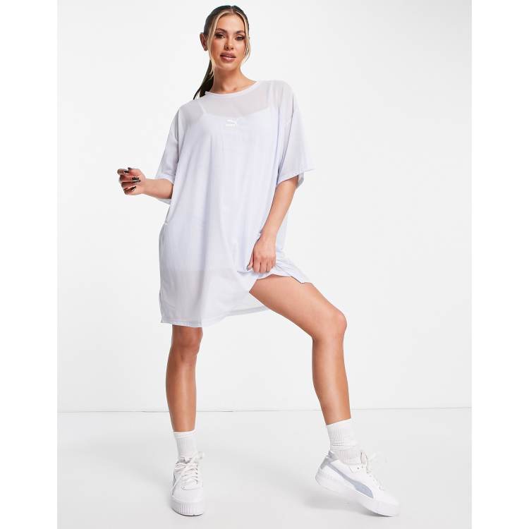 Mesh t shirt store dress white