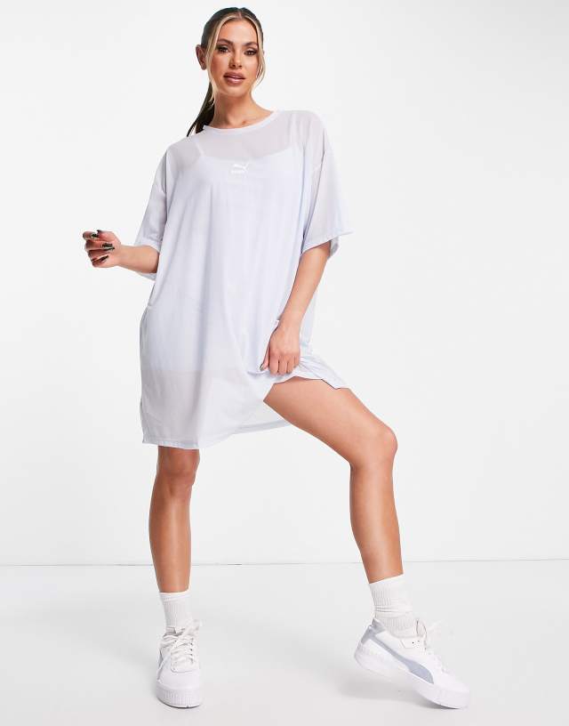 Puma organza mesh t-shirt dress in pale blue - exclusive to ASOS