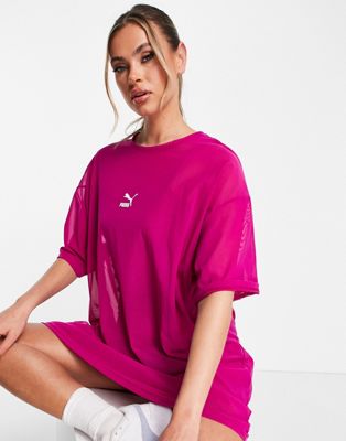 Puma organza mesh t-shirt dress in pink - exclusive to ASOS