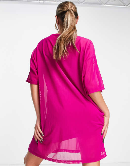 Pink mesh hot sale tshirt dress