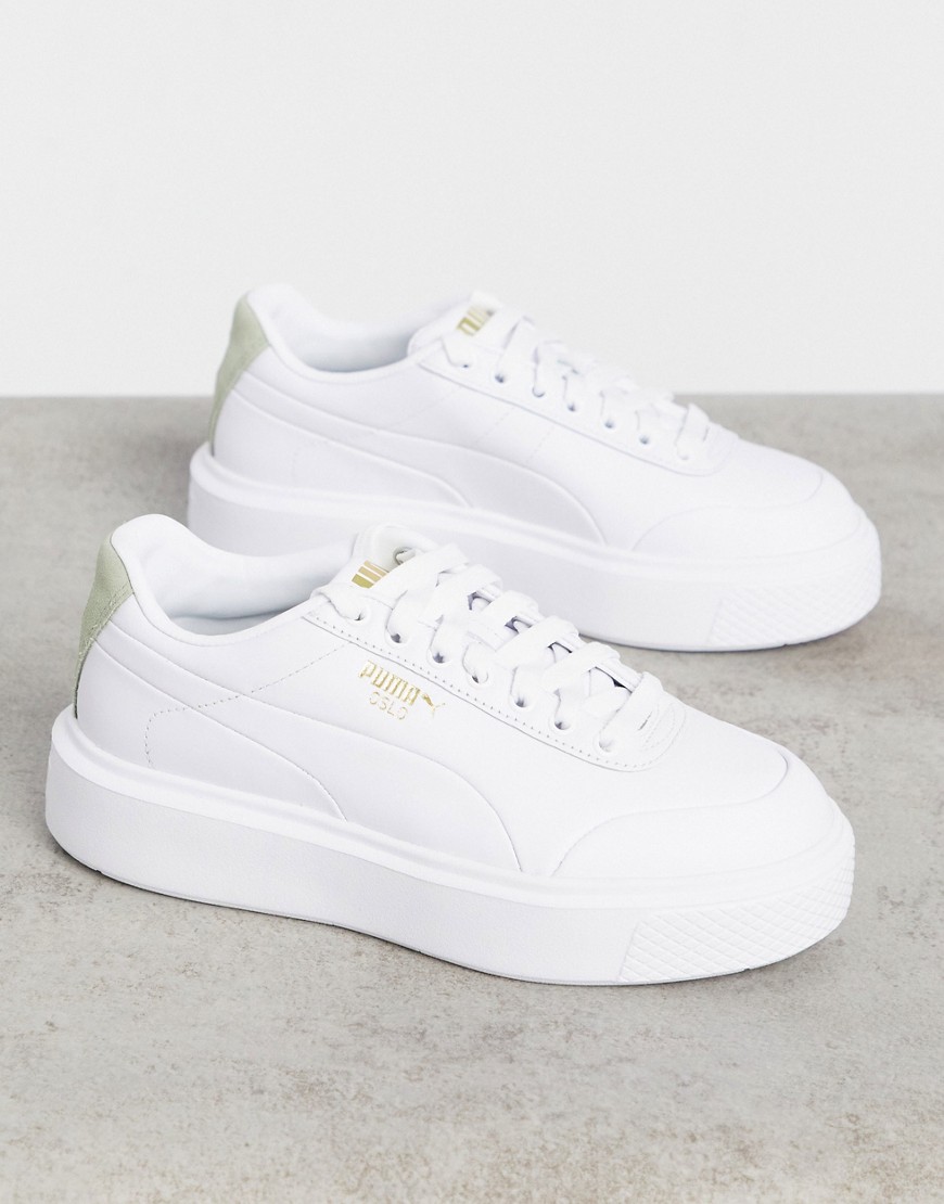 Puma Oslo Femme sneakers in white and sage green