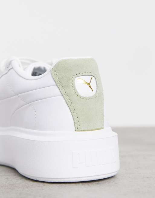 Puma - Oslo - Baskets femme - Blanc et vert cendré