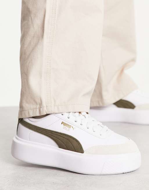 Puma Oslo Maja archive sneakers in white and green | ASOS