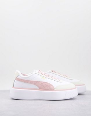 Femme Puma - Oslo Maja - Baskets en daim - Blanc et rose pastel