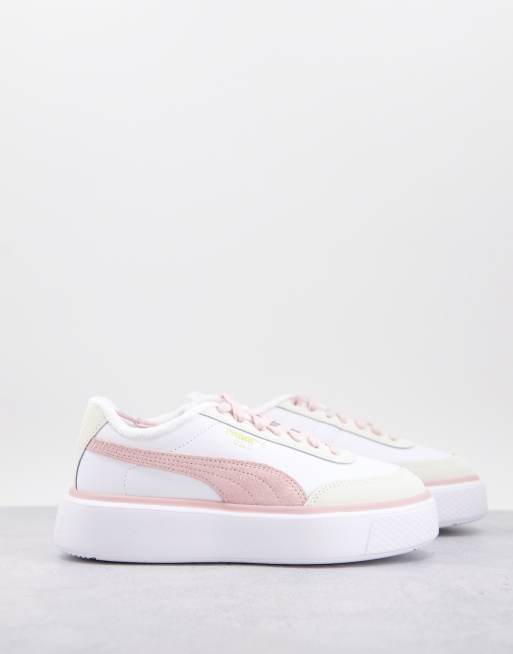Puma - Oslo Maja - Baskets en daim - Blanc et rose pastel
