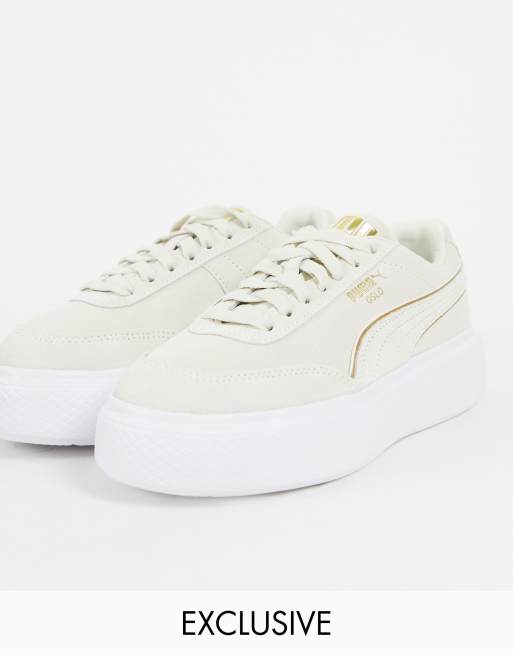Puma – Oslo Maja – Buty sportowe w kolorze złamanej bieli i złota – Tylko w ASOS