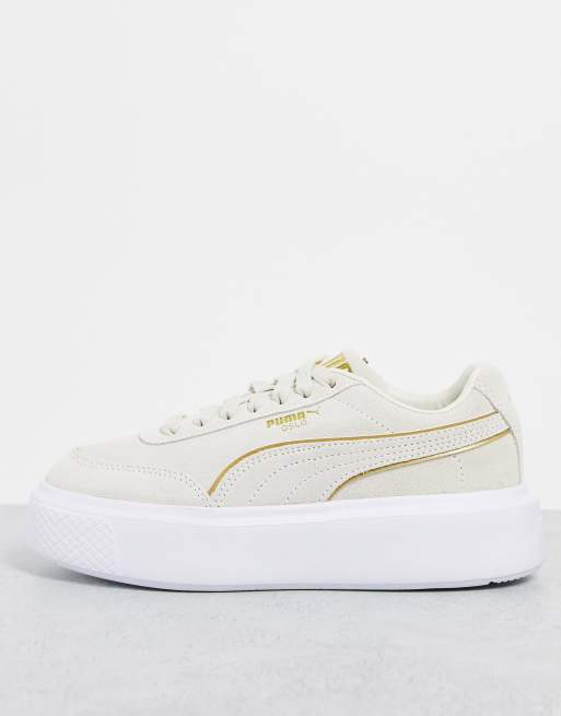 PUMA – Oslo Maja – Sneaker aus Leder in Elfenbein und Gold