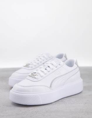 Puma Oslo Maja Sneakers In White And Silver Piping In White