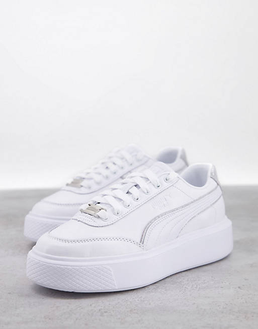 Puma Oslo Maja sneakers in white and silver piping