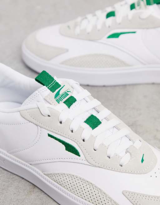 Puma Oslo Pro leather sneaker in white and green