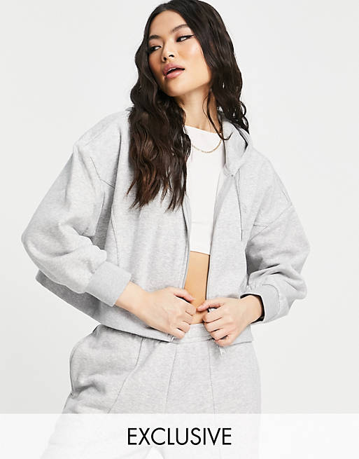 Puma oversized boxy zip through hoodie in grey Exclusive to ASOS