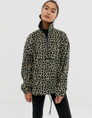 cheetah print polar fleece jumper 