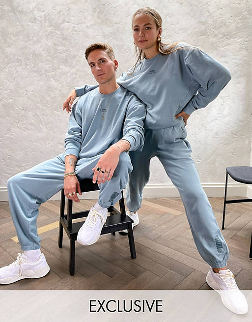 Puma oversized joggers in washed blue - exclusive to ASOS