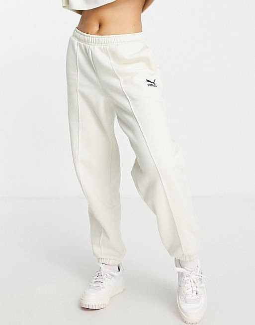 Puma oversized pleated sweatpants in off white - exclusive to ASOS