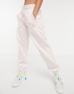 Puma oversized sweatpants in pink and gold