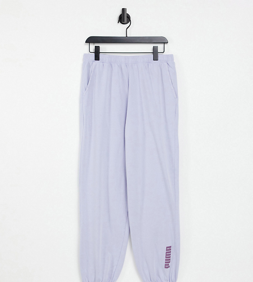 Puma oversized sweatpants in washed powder lilac exclusive to ASOS-Purple