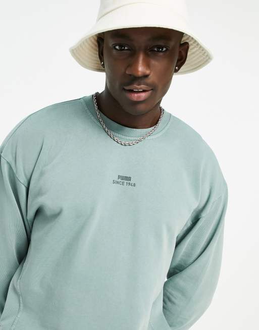 Puma oversized sweatshirt in washed green exclusive to ASOS