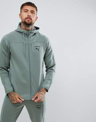 Puma - Pace - Felpa verde con zip integrale e cappuccio 57638923 | ASOS