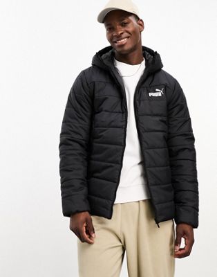 Puma padded jacket with hood in black - ASOS Price Checker