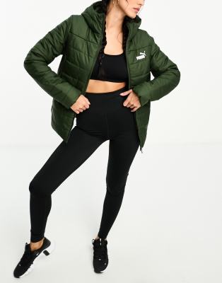 Puma padded jacket with hood in green - ASOS Price Checker
