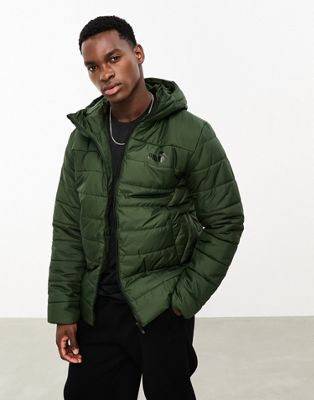 Puma padded jacket with hood in green