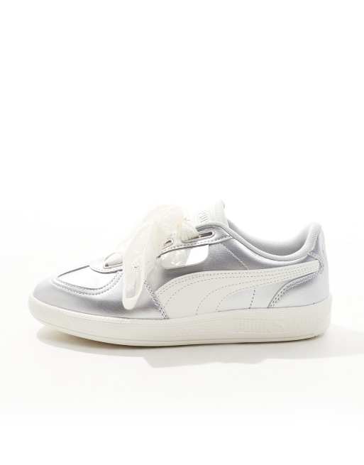 PUMA Palermo Baskets effet metallise avec lacets en ruban Argente