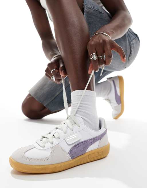 PUMA Palermo – Biało-fioletowe skórzane buty sportowe, 5 z 5