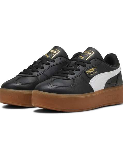 Puma Palermo elevata leather sneakers in puma black-gum - view 1