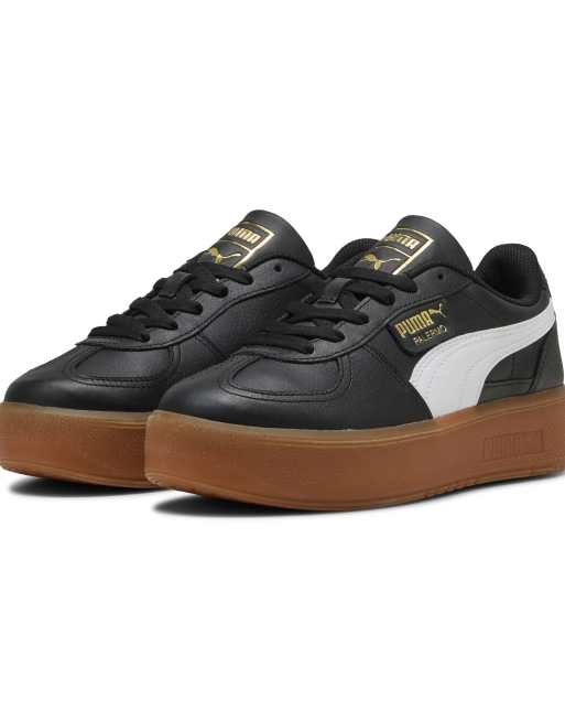 Puma Palermo elevata leather sneakers in puma black-gum