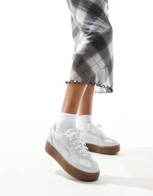 Puma Palermo Elevata Platform Sneakers In White