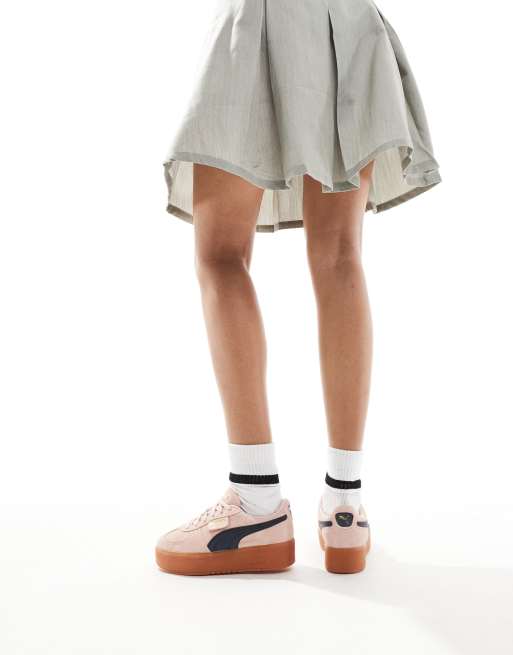 PUMA Palermo Eleveta sneakers in baby pink & navy