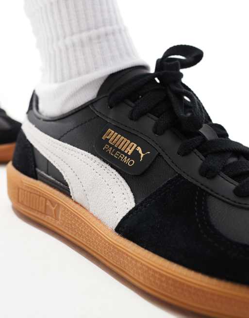 PUMA Palermo leather sneakers in black ASOS