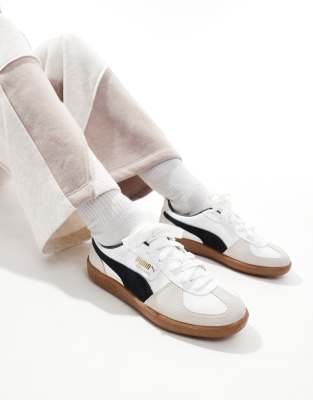 Buy PUMA Palermo Leather sneakers in white and black WHITE find