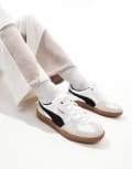 [Puma] PUMA Palermo Leather sneakers in white and black 48 White & Black