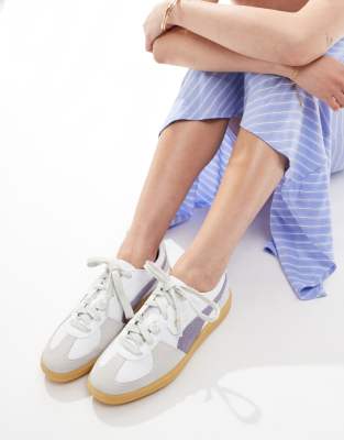 Palermo leather sneakers with gum sole in white and lilac