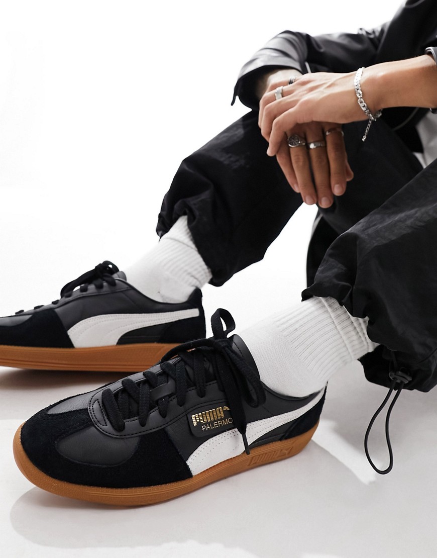 Puma Palermo Leather trainers in black and white - BLACK