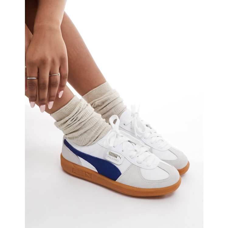 Puma white leather deals trainers