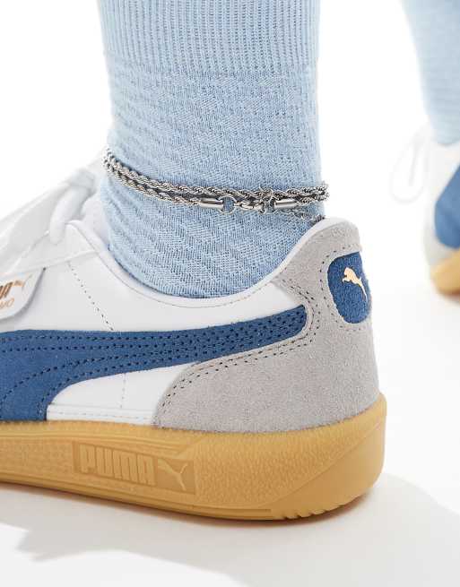 ☆送料無料☆ PUMA ☆ Palermo leather white blue ☆ 男女共用 Puma Palermo leather trainers in white and blue | ASOS