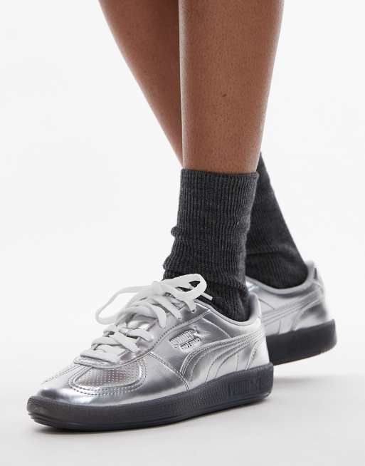 PUMA - Palermo - Metalliske sølvfarvede sneakers, 3 af 5