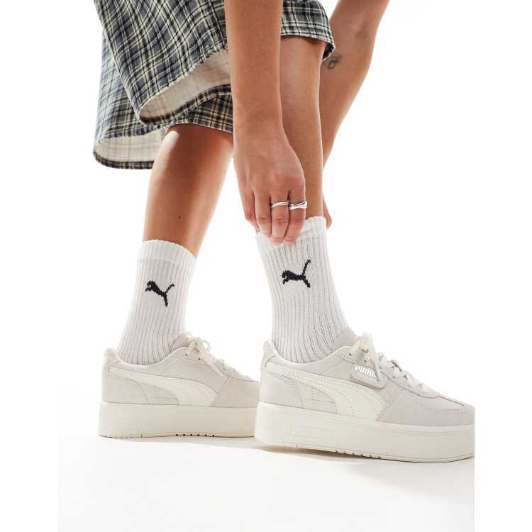 PUMA Palermo Platform sneakers in triple white ASOS